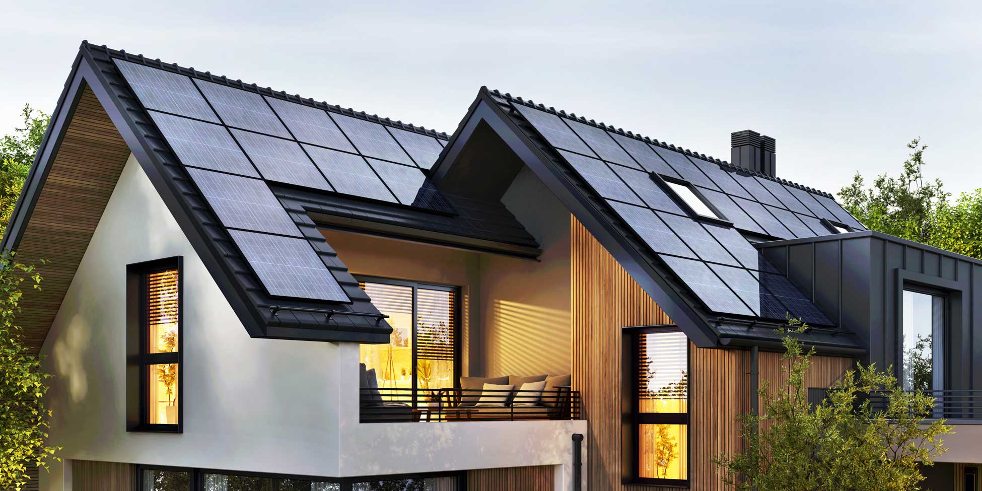 Modern Texas home with solar panels and battery storage
